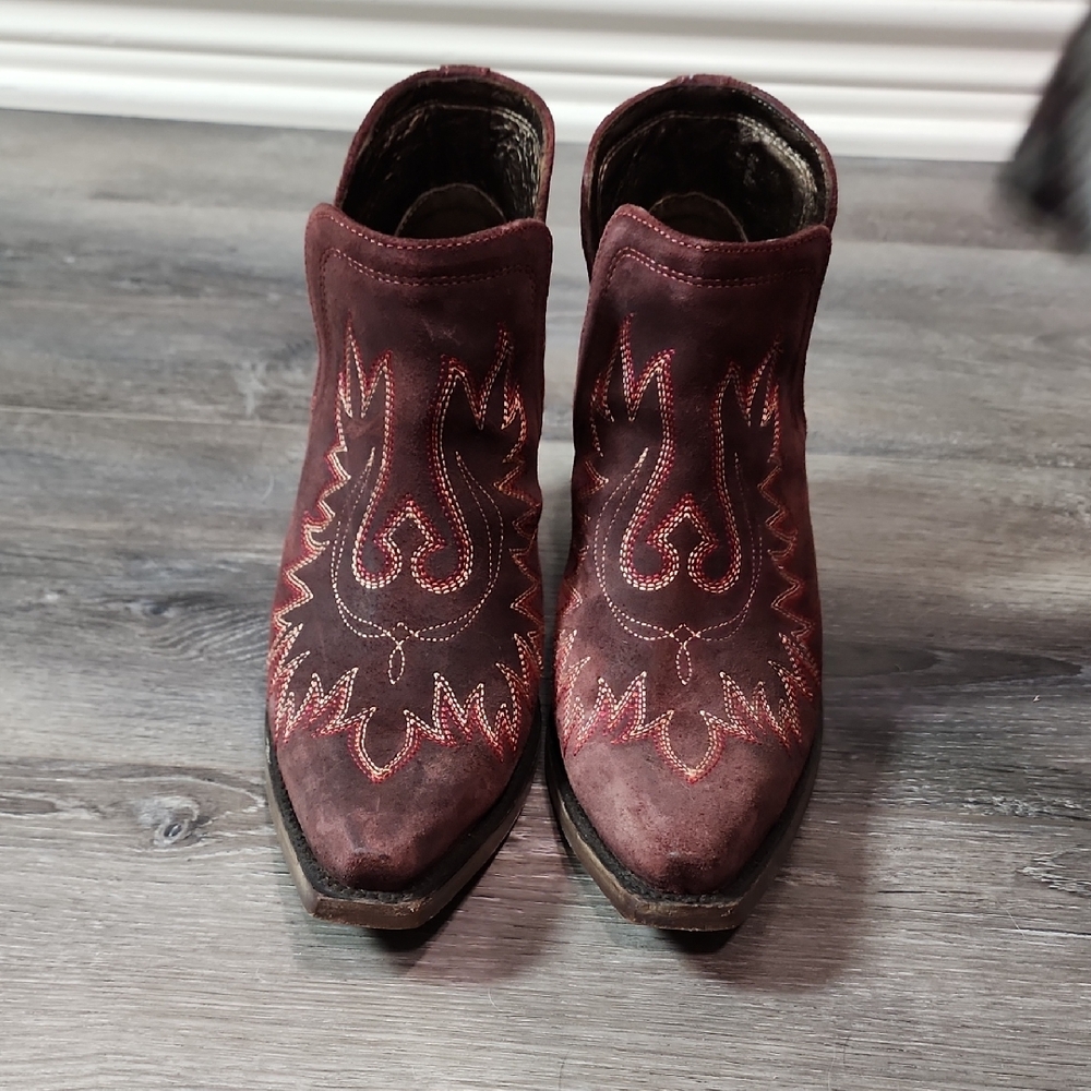Ariat Merlot Suede Embroidered Ankle Boots
